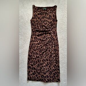 Lauren Ralph Lauren Leopard Print Sleeveless Ruched Dress - Size: 2